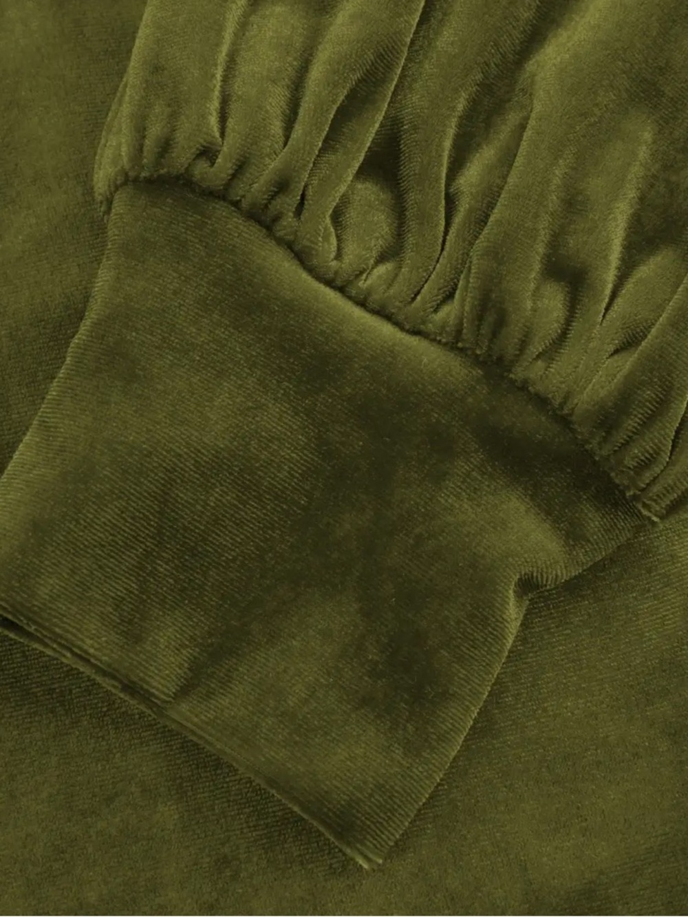 Cider Olive Green Velvet Lace-Trim Long Sleeve Dress - Picture 4 of 6